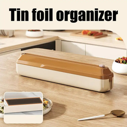 Magnetic Wrap Dispenser With Cutter Refillable Food Wrap Storage Dispenser Kitchen Food Cling Sliding Cutter For Home Kitchen