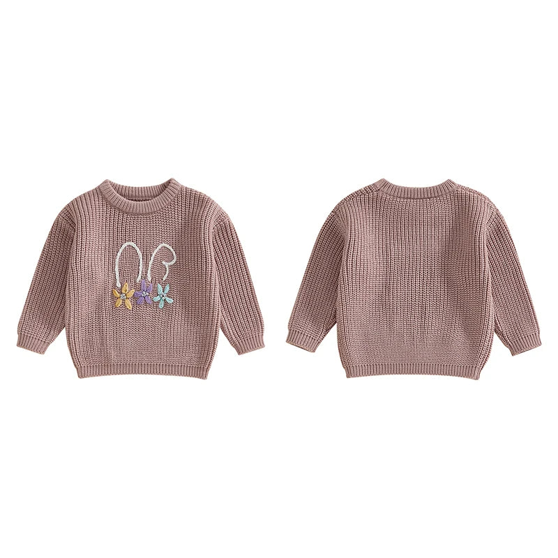 12MO-4T Girl/Boy Children Bunny Sweaters, Long Sleeve Casual Knit Pullover
