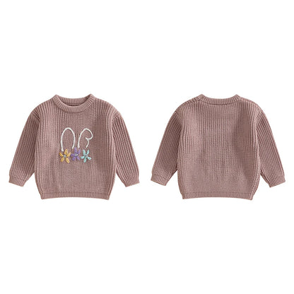 12MO-4T Girl/Boy Children Bunny Sweaters, Long Sleeve Casual Knit Pullover