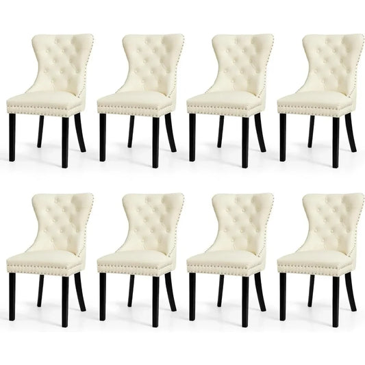 Set of 8, Leather Parson Chairs for Dining Room, Bedroom, and Living Room