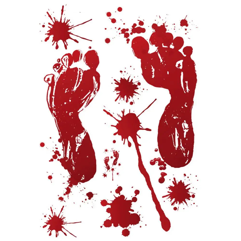 Bloody Stickers Halloween Wall Decals, Create Horror Scenes Bloody Footprints Floor Window Clings For Indoor Outdoor
