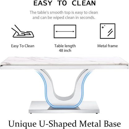 White and Silver 48" Coffee Table