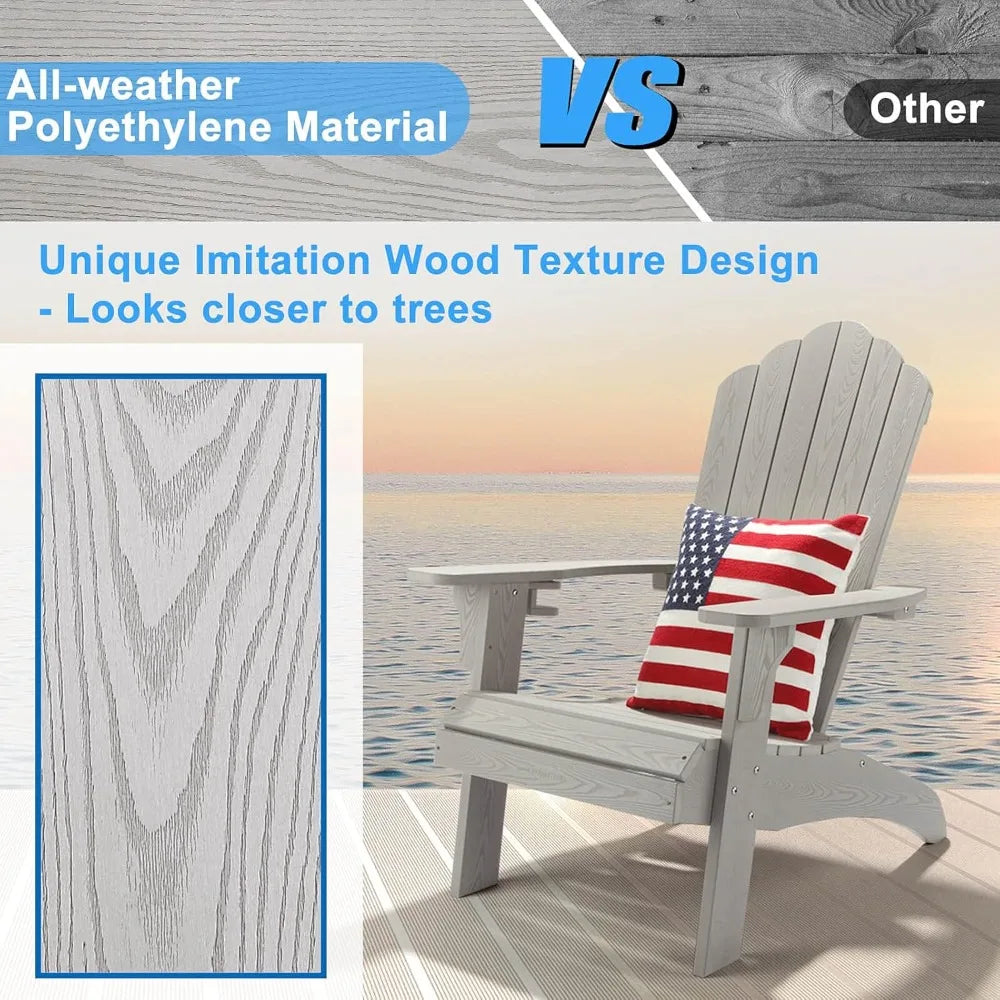 Set of 4 Oversized Adirondack Chairs Weather Resistant with Cup Holder