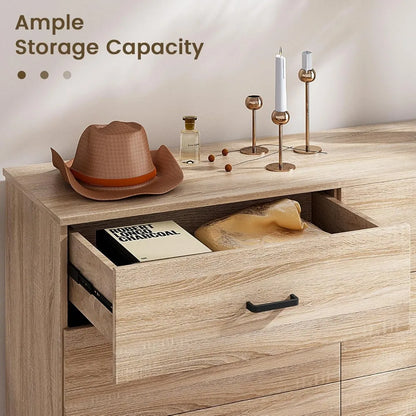 6 Drawer Double Dresser, with Deep Drawers, TV Stand Large Storage Organizer