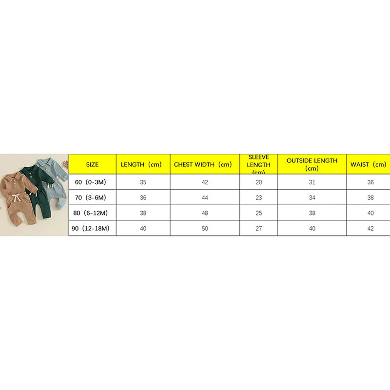 Autumn Infant Baby Boys Ribbed Set, Button Long Sleeve Romper, Drawstring Pocket Trousers