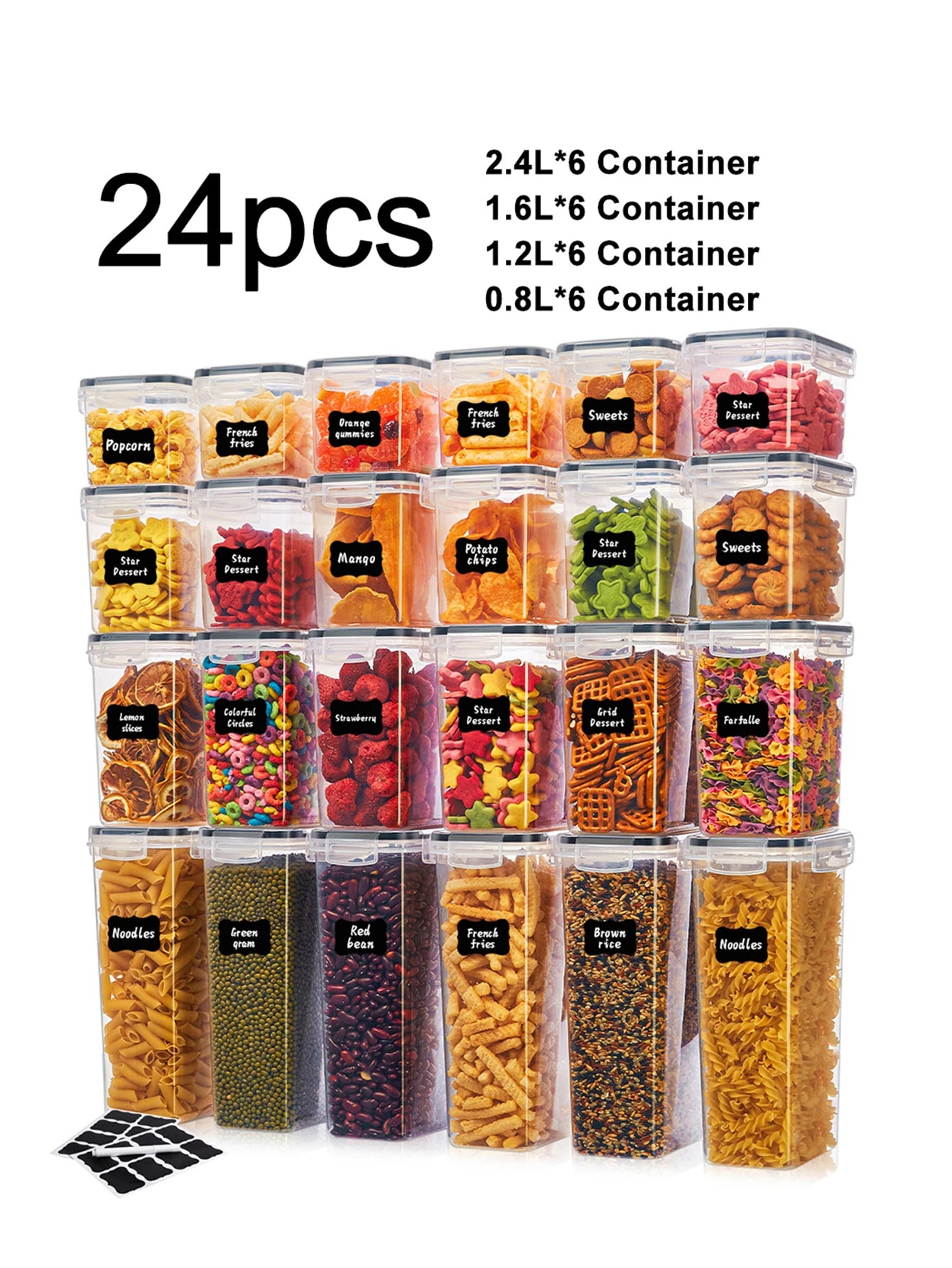 24pcs New Kitchen Sealed Storage Box Set Dry Food Storage