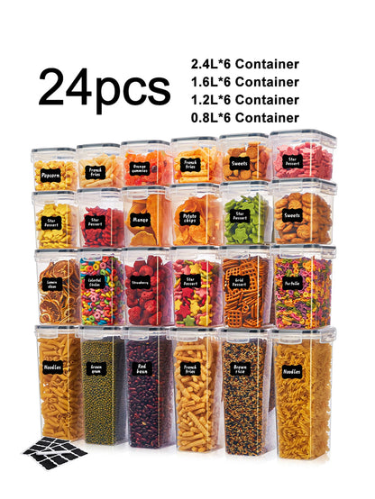 24pcs New Kitchen Sealed Storage Box Set Dry Food Storage