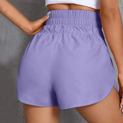 Womens Running Sports Shorts, Elastic Waist, Solid Color, Quick Dry Wide Leg Shorts