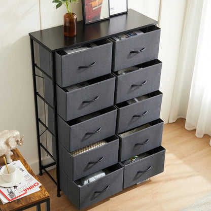 Bedside Table With 10 Fabric Drawers, Steel Frame