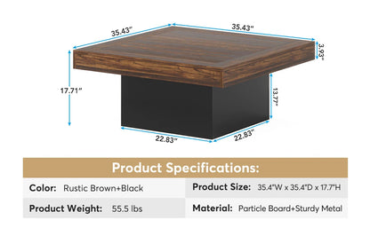 Square LED Coffee Table Engineered Wood