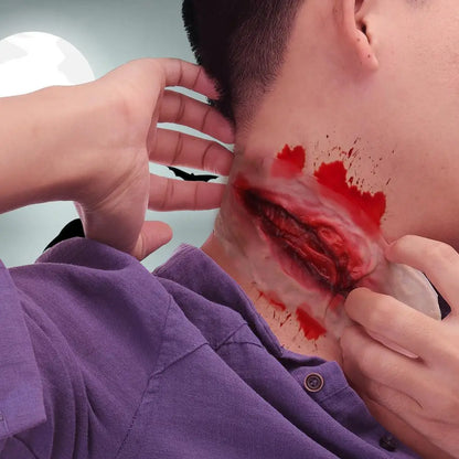 Temporary Halloween Wound Tatoos.  Tattoo Sticker Horror Simulated Throat Incision Scar