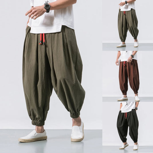 Oversize Loose Harem Pants, Chinese Linen, Overweight Sweatpants