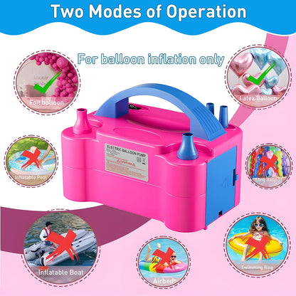 Double Nozzle Electric Balloon Inflation Pump, 600W Portable