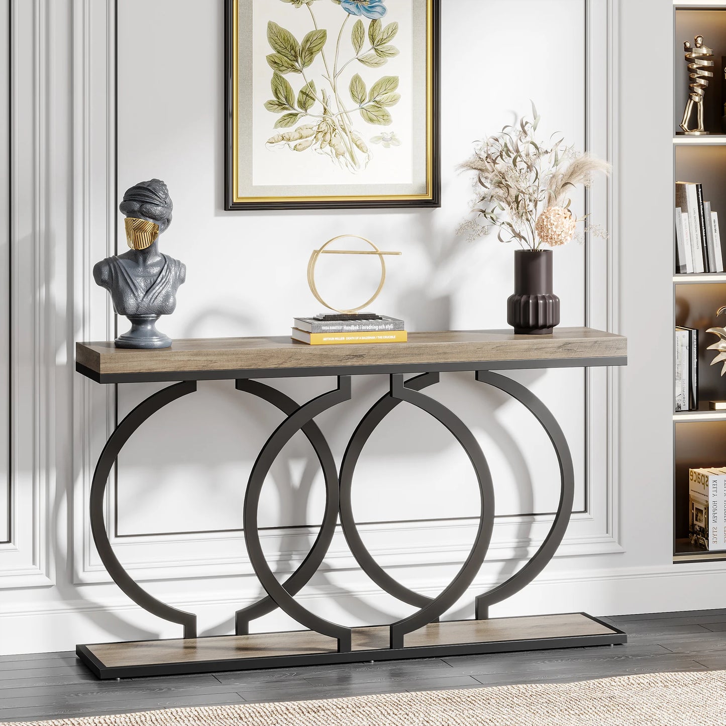 55 inch Gold Console Faux Marble Entryway Table