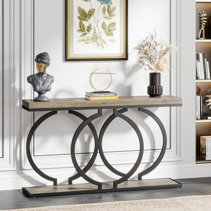 55 inch Gold Console Faux Marble Entryway Table