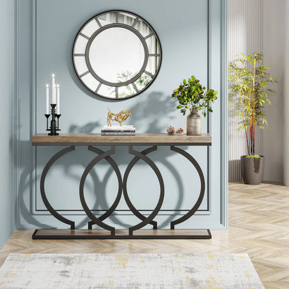 55 inch Gold Console Faux Marble Entryway Table