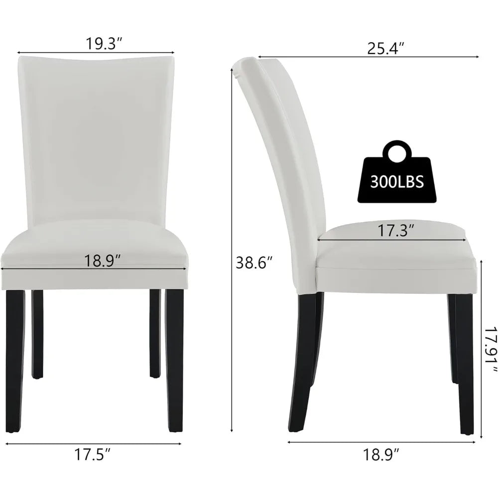 Set of 2 Faux Leather Upholstered Side Chairs w/Solid Wood Legs