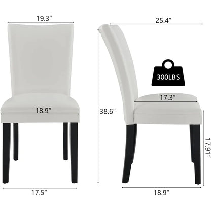 Set of 2 Faux Leather Upholstered Side Chairs w/Solid Wood Legs