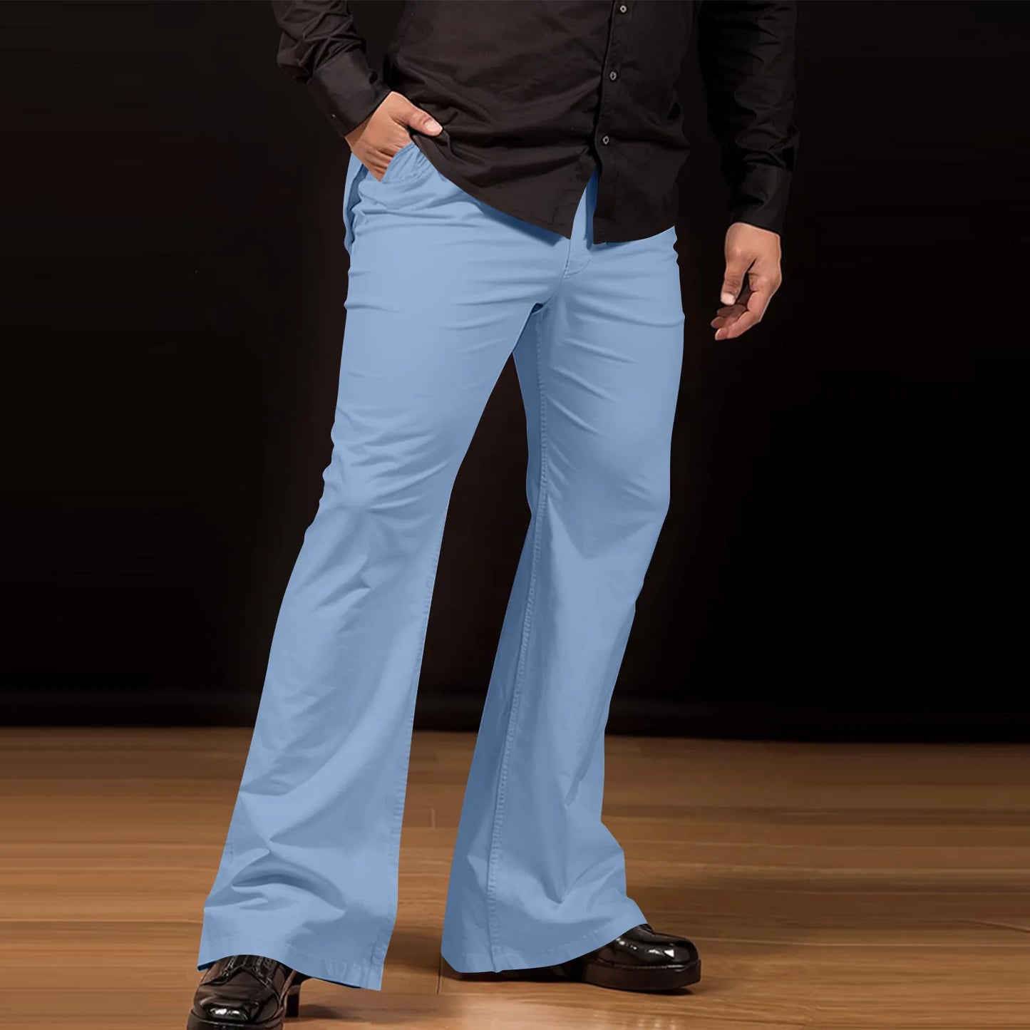 Men's Flare Pants, Solid Color, Daily Simple Classic Trousers, Mopping Bottoms, Disco Flared