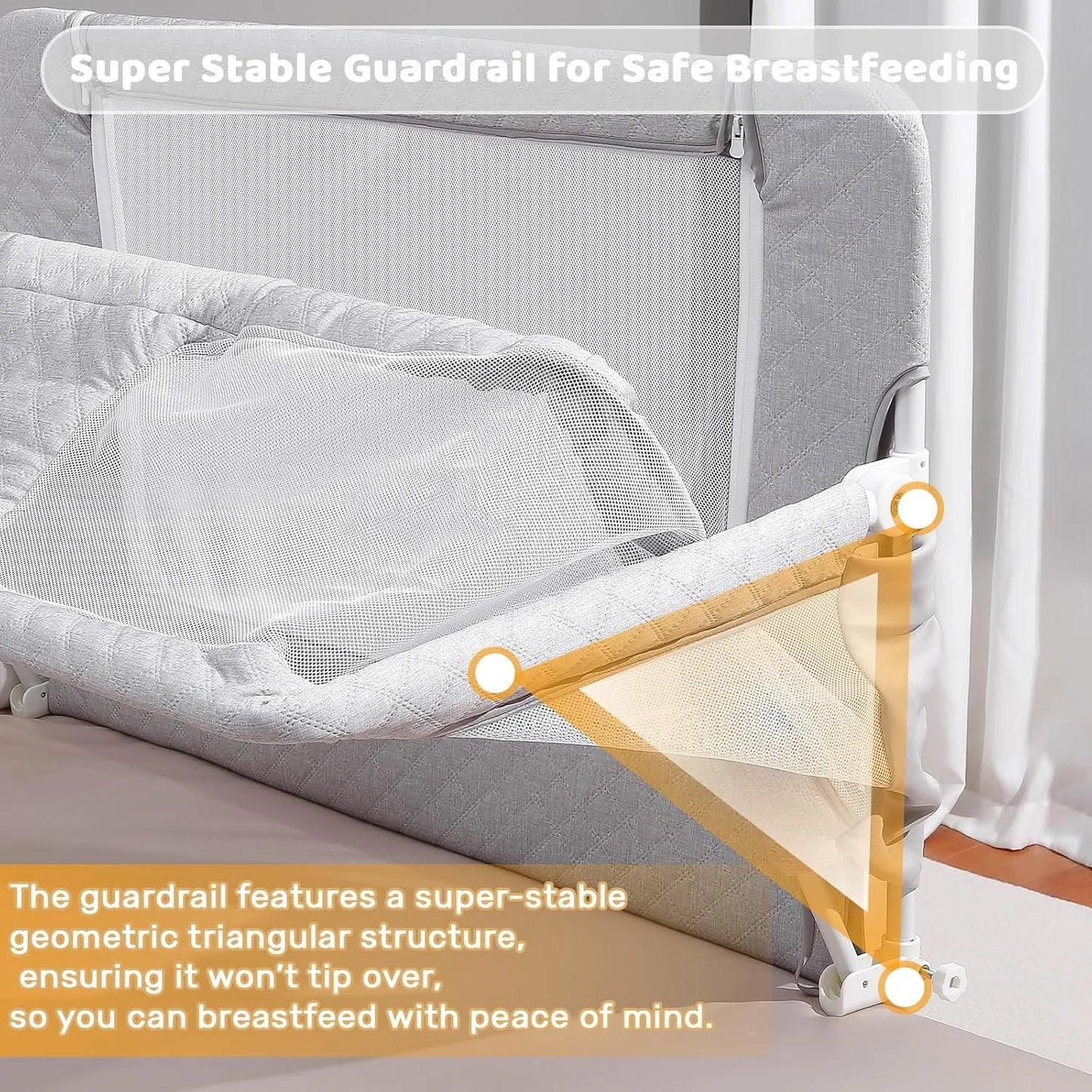 3-in-1 Folding Baby Crib – Portable Co-Sleeping Sleeper with Breathable Mesh Window, Washable Liner, 3-Second Compact Fold