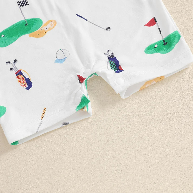 6-24 MO Baby Golf Romper, Half Button-up Lapel, Short