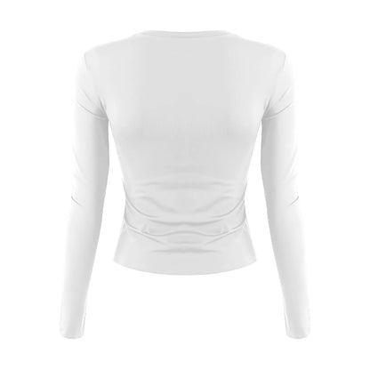 Cotton O Neck Long Sleeve Sexy Cropped Tops