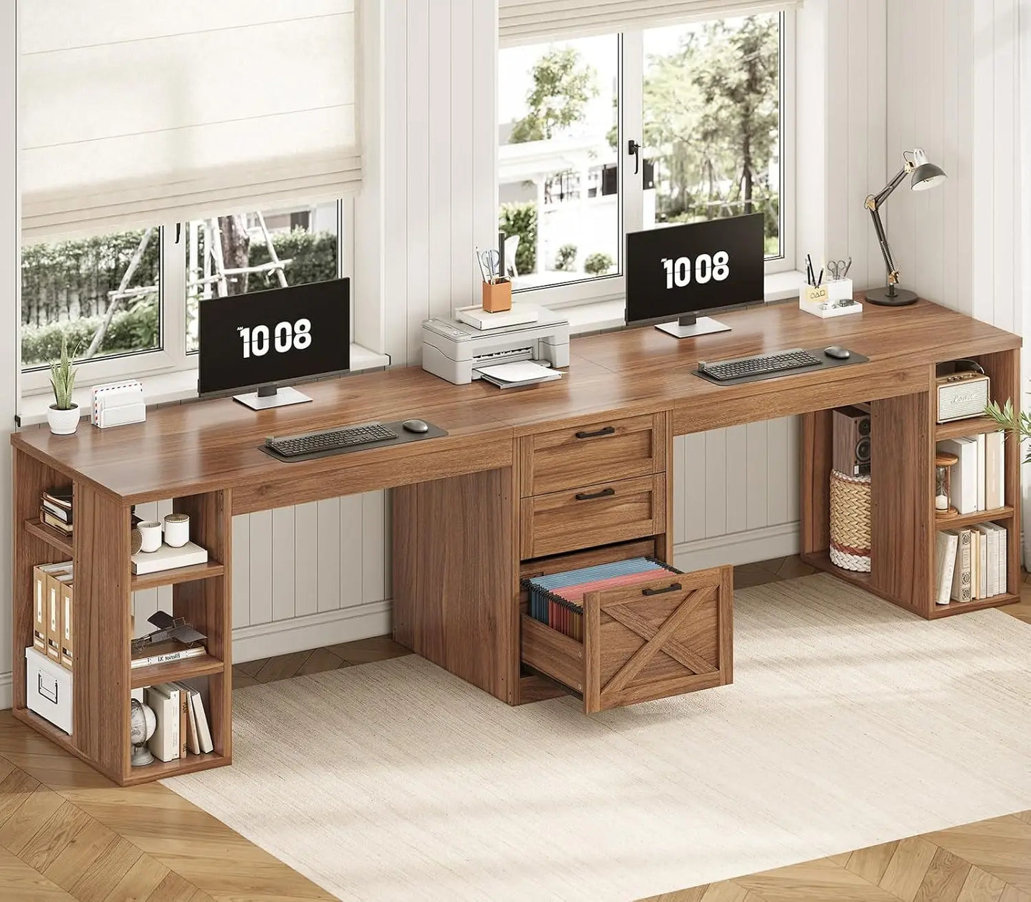 96.5" Computer Desk with Drawers