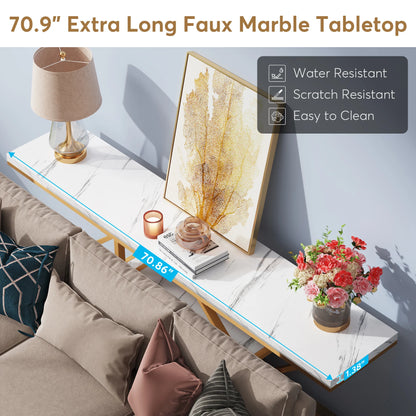 Modern Gold Sofa Table with Storage, 4 Tier