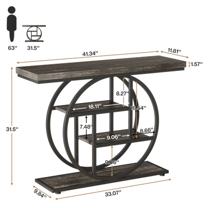 4-Tier Entryway Table, 41.3-Inch Industrial Sofa Table for Living Room, Foyer Hallway Table for Entrance