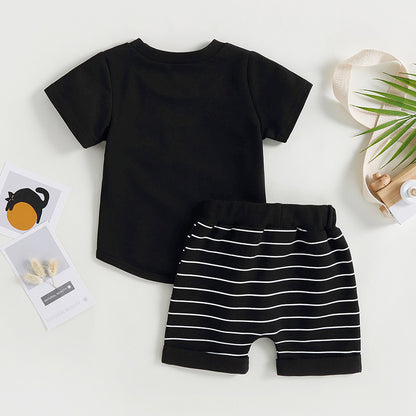 6MO-3T  Boys 2Pcs Summer Set, Short Sleeve, Crew Neck