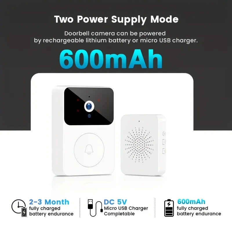 Doorbell Smart Home Door Bell Wireless Rechargeable Battery Outdoor HD Camera Two Way Audio Visual phone
