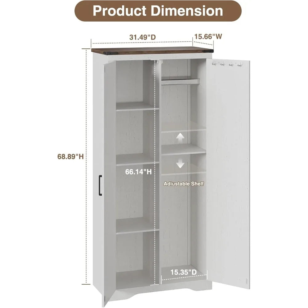 Set of 2 Tall Storage Cabinet w/Adjustable Shelves w/2 Barn Doors