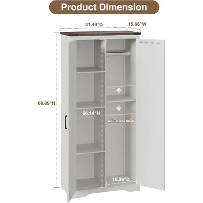 Set of 2 Tall Storage Cabinet w/Adjustable Shelves w/2 Barn Doors