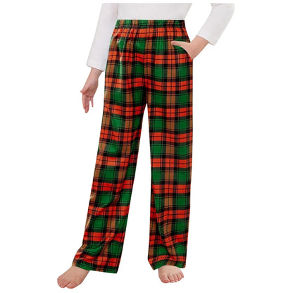 3-12 YO Pajama Pants For Girls, Long Sleep Plaid Pants, Soft Bottoms With Pockets