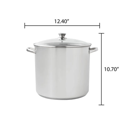 Stainless Steel 20-Quart Stock Pot with Glass Lid