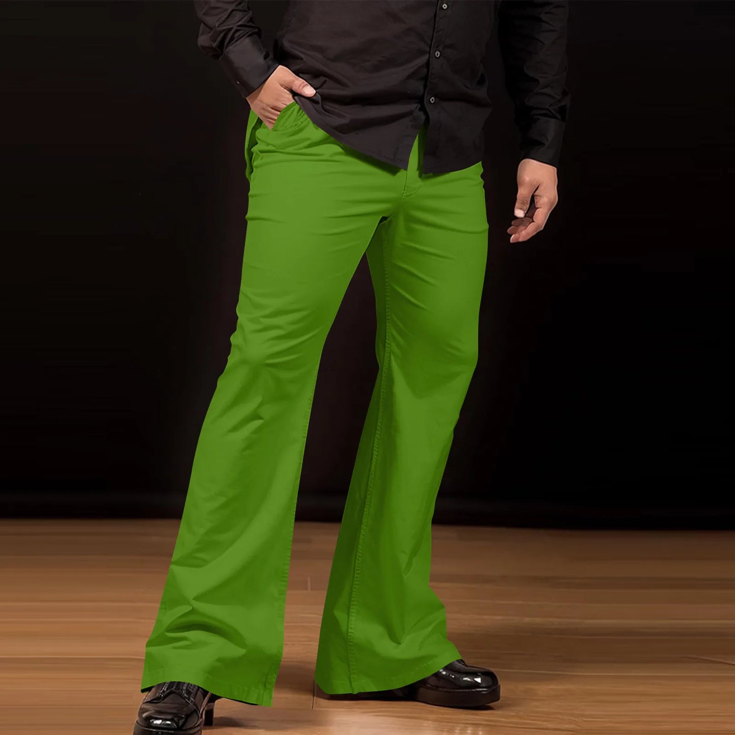 Men's Flare Pants, Solid Color, Daily Simple Classic Trousers, Mopping Bottoms, Disco Flared