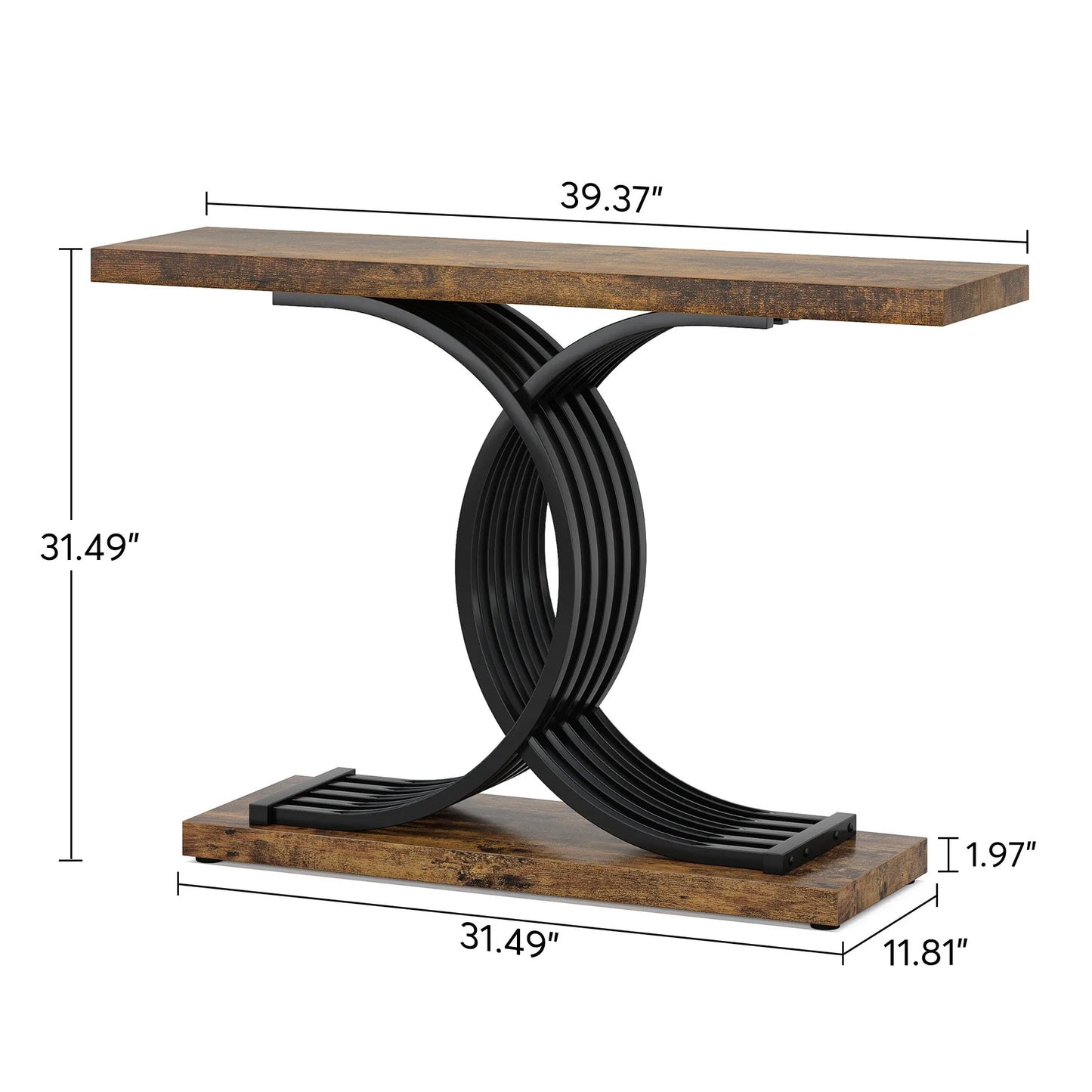 Geometric Frame Console Table, Brown