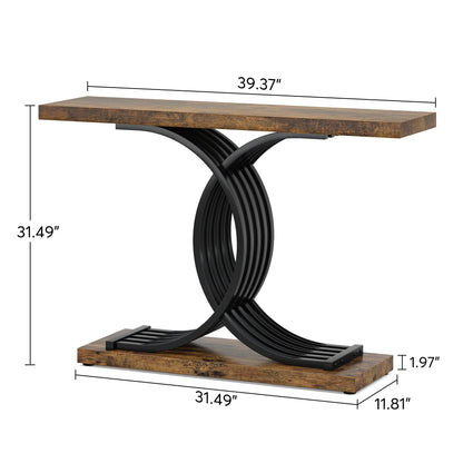 Geometric Frame Console Table, Brown