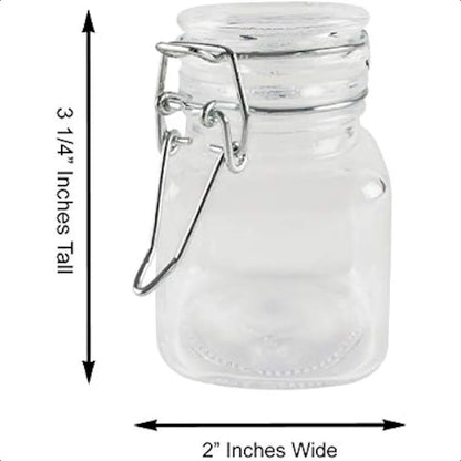 3 1 4" Square Glass 3oz Jar with Hinge Glass Lid for Home Kitchen