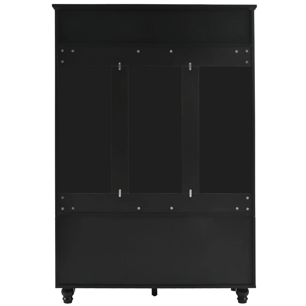 47.2'' Wide Hall Tree with Storage, 5-in-1 Entryway Bench with Shutter-shaped doors, Coat Rack, Cushion and 4 Sturdy Hooks