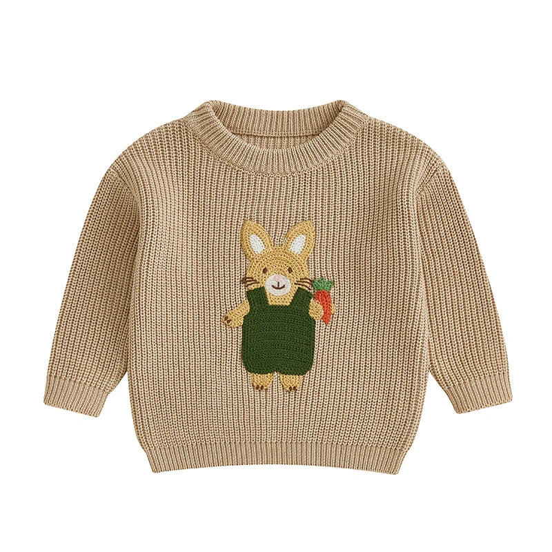 Toddler/Baby Pullover Sweater, Casual Easter Bunny Embroidery