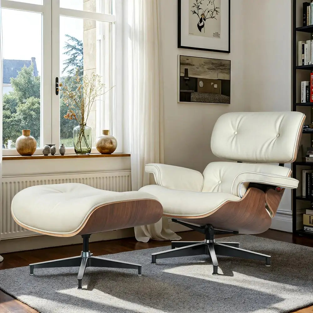 Leather Lounge Chair with ottoman