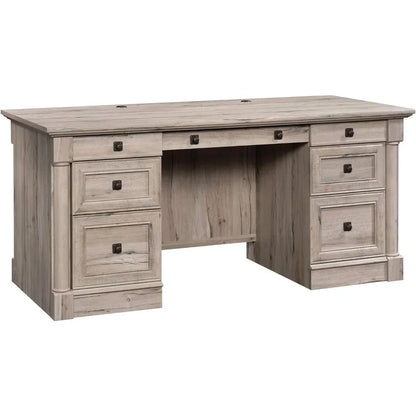 Executive Desk, L: 65.12" x W: 29.53" x H: 29.61", Split Oak finish