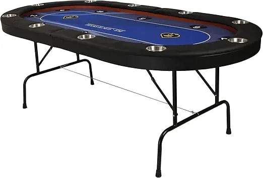 84”Texas Hold’em Foldable Poker Table for 10 Player with Stainless Steel Cup Holders and Padded Rails