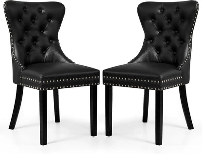 Set of 8, Leather Parson Chairs for Dining Room, Bedroom, and Living Room
