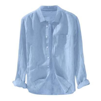 Plus Size Shirts For Men, Baggy, Solid Color, Button Blouse With Pockets