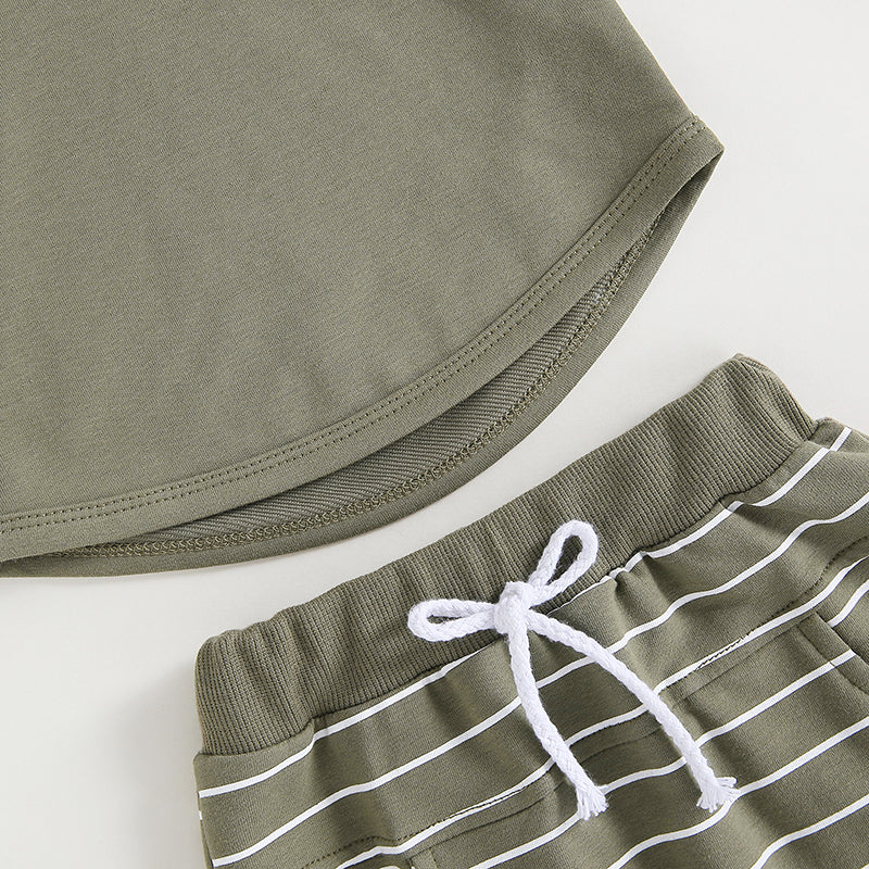 6MO-3T  Boys 2Pcs Summer Set, Short Sleeve, Crew Neck