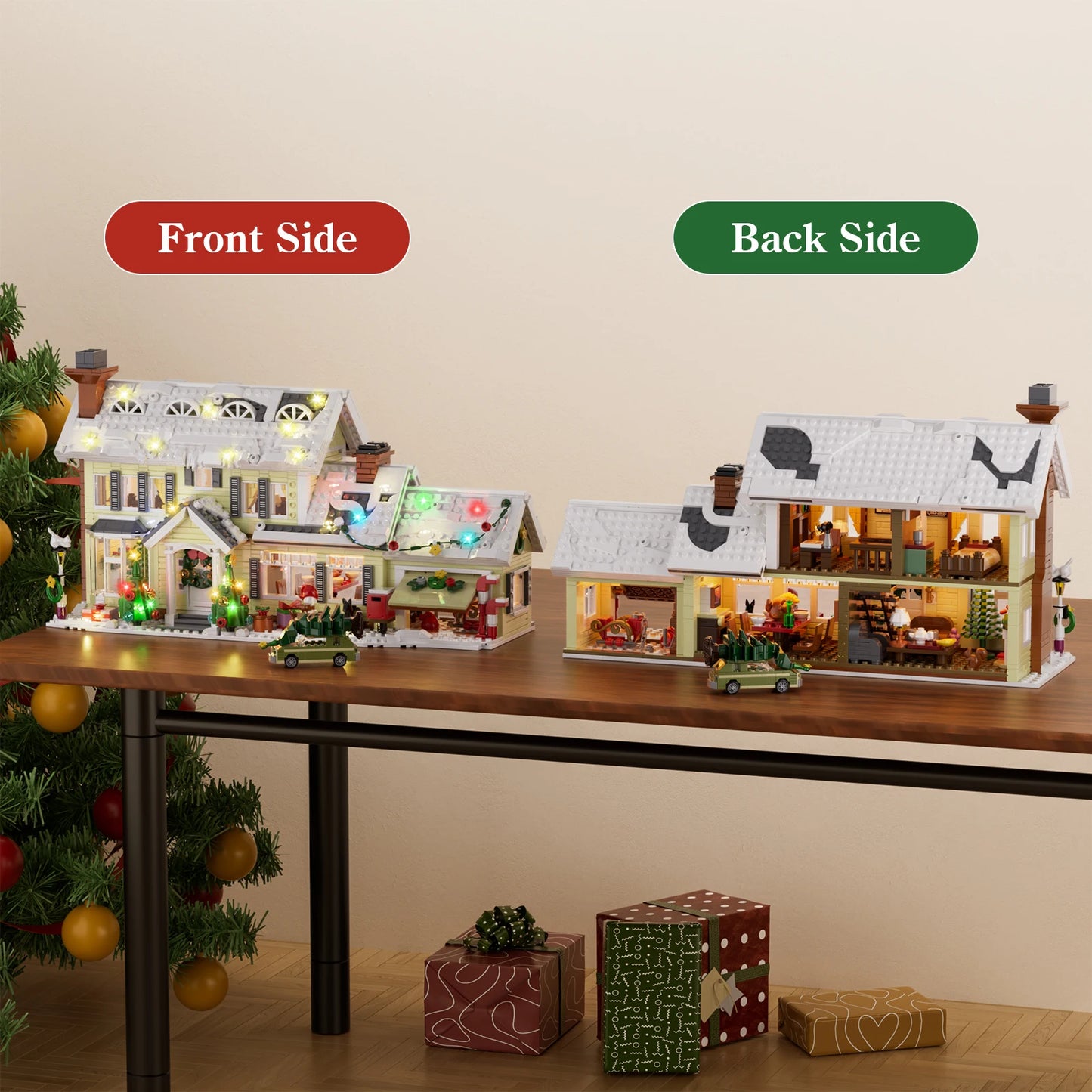 Christmas Holiday Snow Village Blocks Toys with Clark's Car,Gifts for Boys, Girls (1484 pcs)