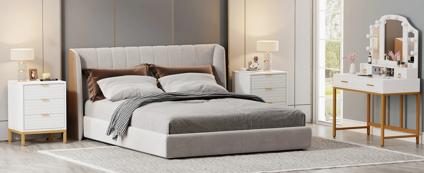 25.78" Tall Bedside Table with 3 Drawers