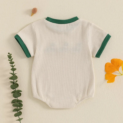3-18 MO Baby Unisex Romper, Short Sleeve, Crew Neck, Duck Embroidery